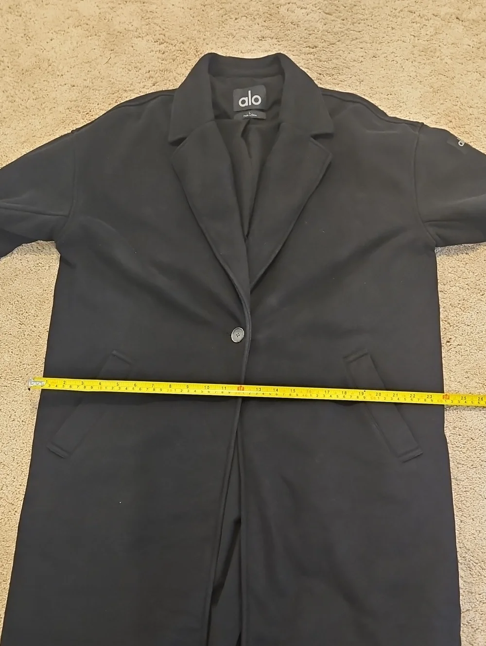 ALO Lined Yoga Black Single-Button Trench Coat Sz L